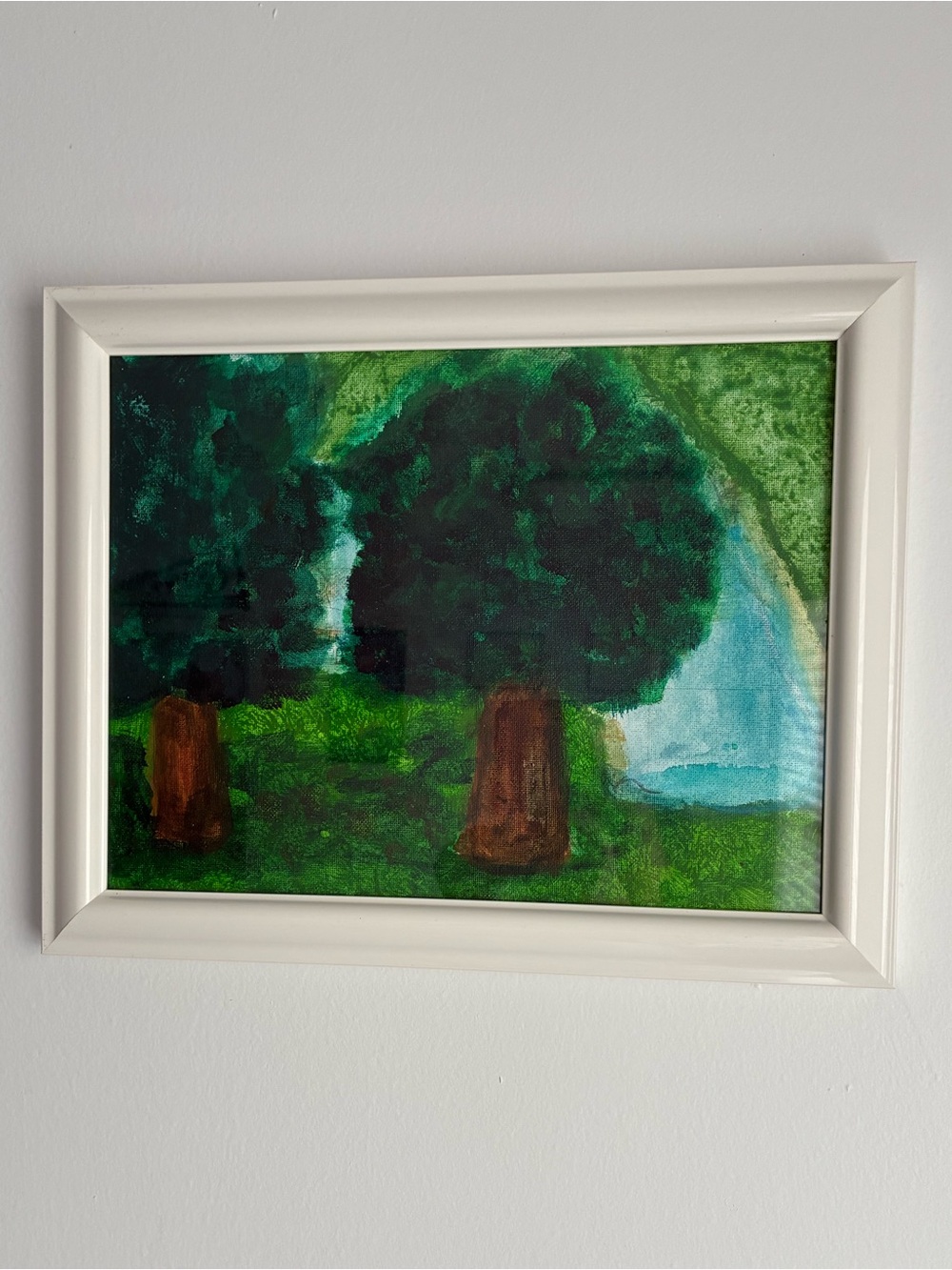 Green Forest Landscape Framed Original Painting